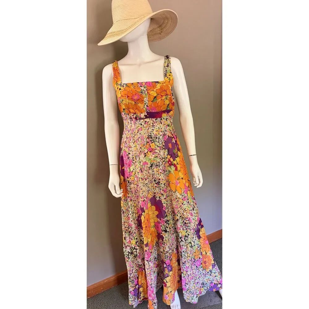 H&M Psychedelic Floral Maxi Dress Sz 6